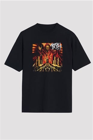 Angel Dust Baskılı Unisex Siyah Oversize Tişört