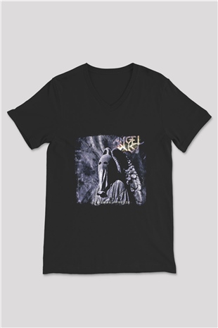 Angel Dust Baskılı Unisex Siyah V Yaka Tişört