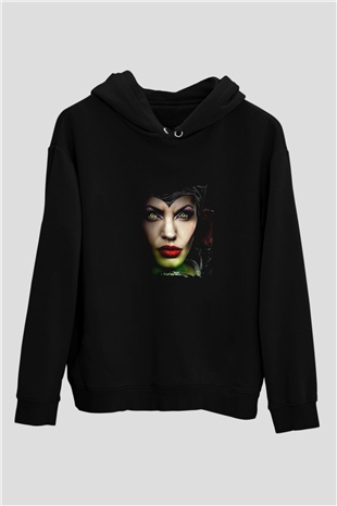Angelina Jolie Baskılı Unisex Siyah Hoodie