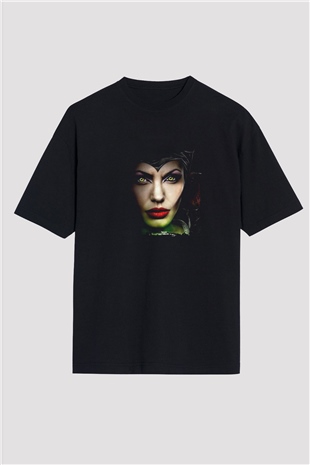 Angelina Jolie Baskılı Unisex Siyah Oversize Tişört