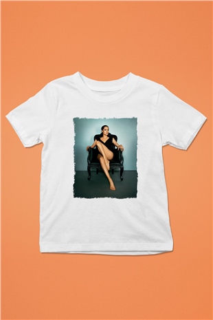Angelina Jolie Beyaz Unisex Çocuk Tişört