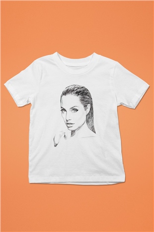 Angelina Jolie Beyaz Unisex Çocuk Tişört