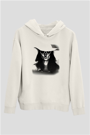 Angelina Jolie Beyaz Unisex Kapşonlu Sweatshirt