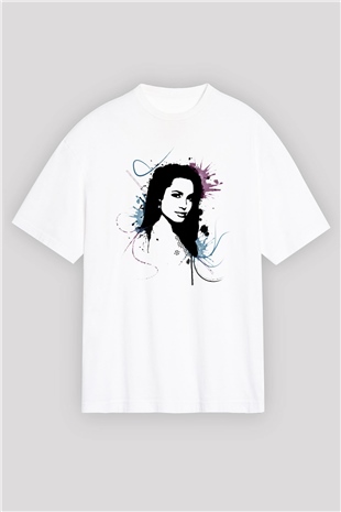 Angelina Jolie Beyaz Unisex Oversize Tişört T-Shirt