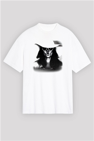 Angelina Jolie Beyaz Unisex Oversize Tişört T-Shirt