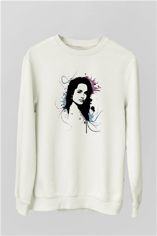 Angelina Jolie Beyaz Unisex Sweatshirt