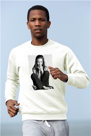 Angelina Jolie Beyaz Unisex Sweatshirt