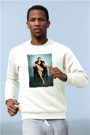 Angelina Jolie Beyaz Unisex Sweatshirt