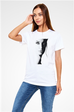 Angelina Jolie Beyaz Unisex Tişört T-Shirt - TişörtFabrikası