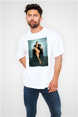 Angelina Jolie Beyaz Oversize Tişört Oversize T-shirt - TişörtFabrikası