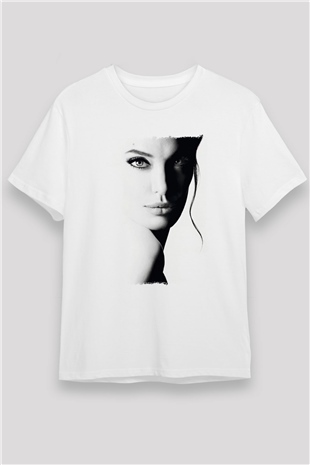 Angelina Jolie Beyaz Unisex Tişört T-Shirt - TişörtFabrikası