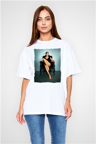 Angelina Jolie Beyaz Oversize Tişört Oversize T-shirt - TişörtFabrikası