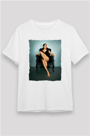Angelina Jolie Beyaz Unisex Tişört T-Shirt - TişörtFabrikası
