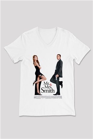 Angelina Jolie Beyaz Unisex V Yaka Tişört