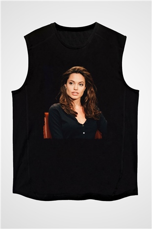 Angelina Jolie Siyah Unisex Kolsuz Tişört