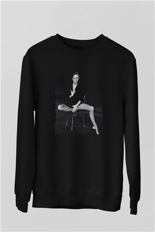 Angelina Jolie Siyah Unisex Sweatshirt