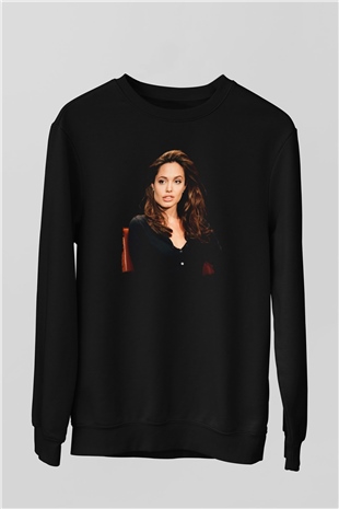 Angelina Jolie Siyah Unisex Sweatshirt