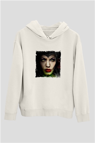 Angelina Jolie Unisex Baskılı Beyaz Kapüşonlu Sweatshirt