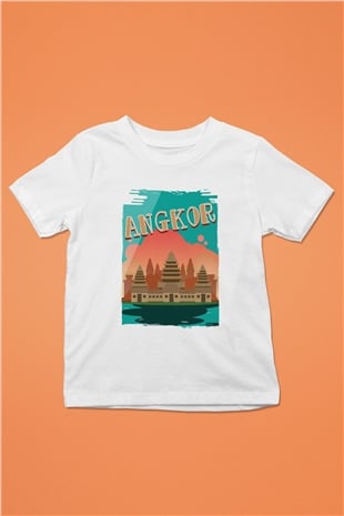 Angkor Vat Beyaz Unisex Çocuk Tişört