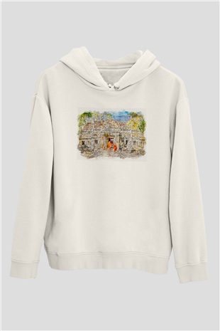 Angkor Vat Beyaz Unisex Hoodie
