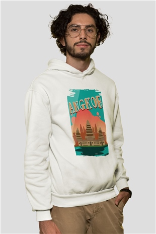 Angkor Vat Beyaz Unisex Hoodie