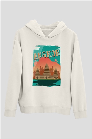 Angkor Vat Beyaz Unisex Hoodie