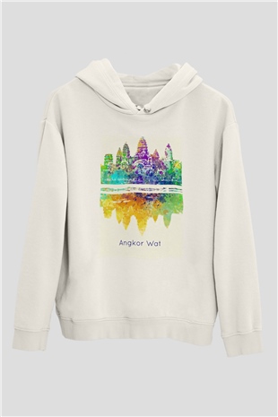 Angkor Vat Beyaz Unisex Hoodie