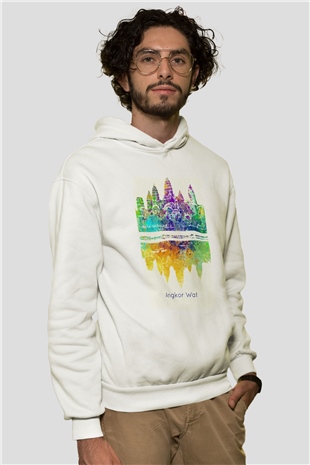 Angkor Vat Beyaz Unisex Hoodie