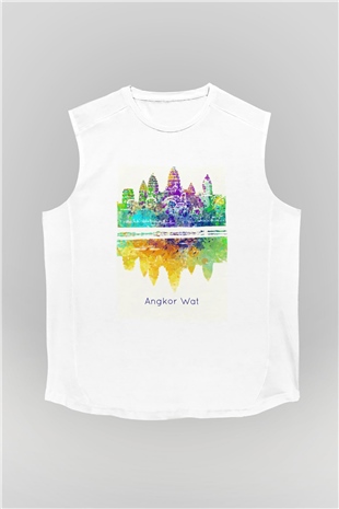 Angkor Vat Beyaz Unisex Kolsuz Tişört