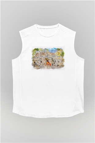 Angkor Vat Beyaz Unisex Kolsuz Tişört