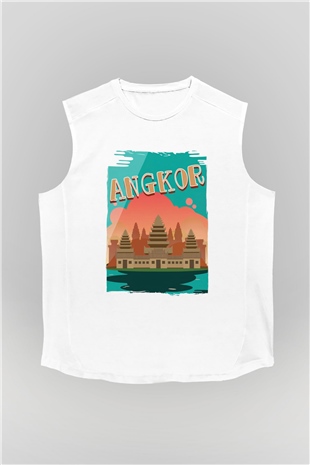 Angkor Vat Beyaz Unisex Kolsuz Tişört