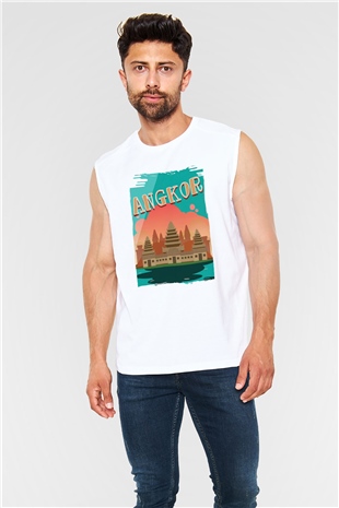 Angkor Vat Beyaz Unisex Kolsuz Tişört