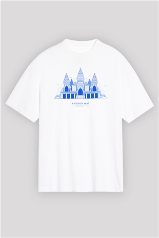 Angkor Vat Beyaz Unisex Oversize Tişört T-Shirt