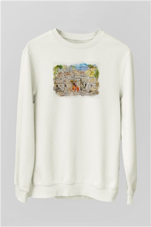 Angkor Vat Beyaz Unisex Sweatshirt