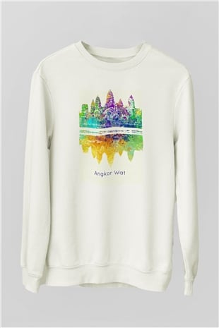 Angkor Vat Beyaz Unisex Sweatshirt