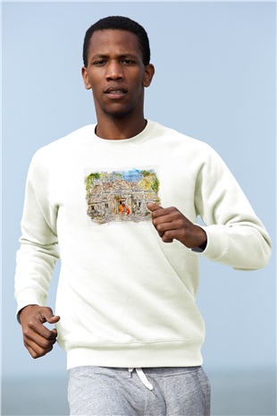 Angkor Vat Beyaz Unisex Sweatshirt