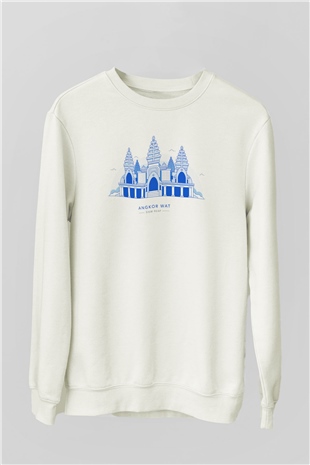 Angkor Vat Beyaz Unisex Sweatshirt