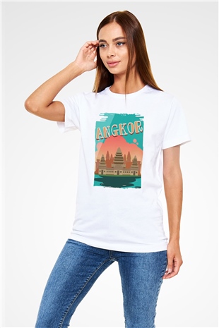 Angkor Vat Beyaz Unisex Tişört T-Shirt - TişörtFabrikası