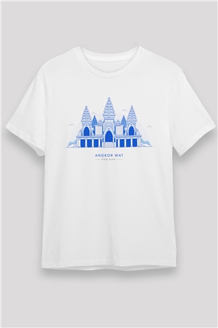 Angkor Vat Beyaz Unisex Tişört T-Shirt - TişörtFabrikası