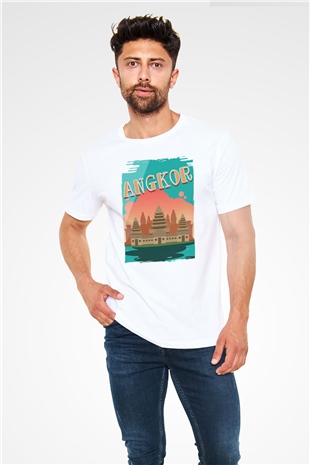 Angkor Vat Beyaz Unisex Tişört T-Shirt - TişörtFabrikası