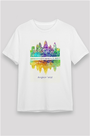 Angkor Vat Beyaz Unisex Tişört T-Shirt - TişörtFabrikası
