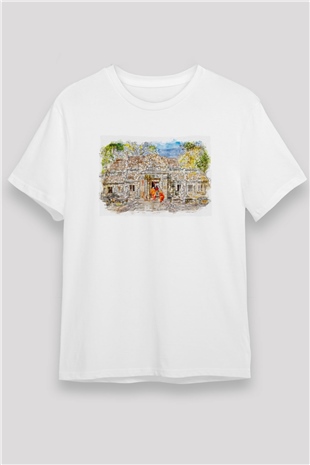 Angkor Vat Beyaz Unisex Tişört T-Shirt - TişörtFabrikası