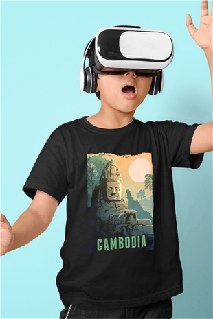 Angkor Vat Siyah Unisex Çocuk Tişört