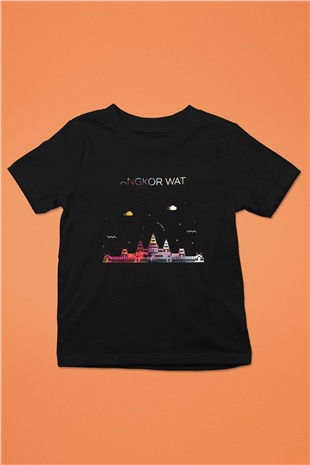 Angkor Vat Siyah Unisex Çocuk Tişört