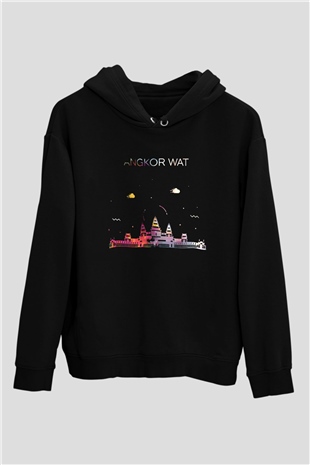 Angkor Vat Siyah Unisex Hoodie