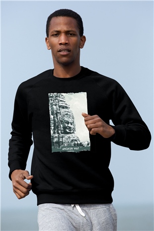 Angkor Vat Siyah Unisex Sweatshirt