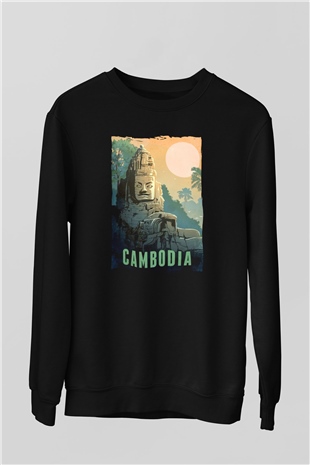 Angkor Vat Siyah Unisex Sweatshirt