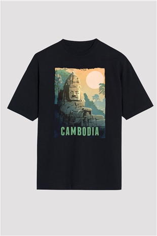Angkor Vat Siyah Oversize Tişört Oversize T-shirt - TişörtFabrikası