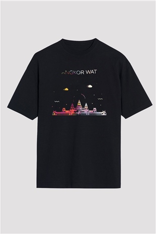 Angkor Vat Siyah Oversize Tişört Oversize T-shirt - TişörtFabrikası