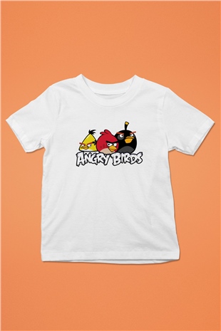 Angry Birds Baskılı Beyaz Unisex Çocuk Tişört